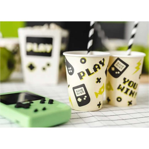 Papierové poháre GAMER pre fanúšika GAMING GAME narodeniny 220 ml 6 ks