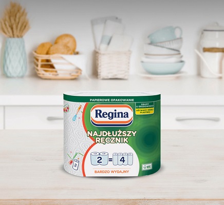 REGINA kuchynská papierová utierka NAJDLHŠIA, zdobená, ekologická, 2 rolky