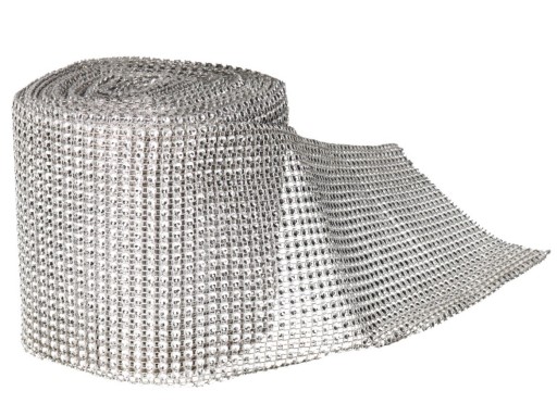 Stuha 9 m x 12 cm, šedá so strieborným zirkónom