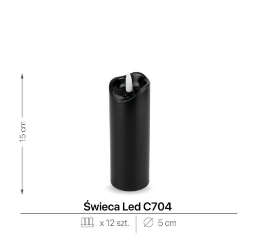 Voskovaná LED sviečka 15 cm Čierna 2/20/WAX-B 50/150