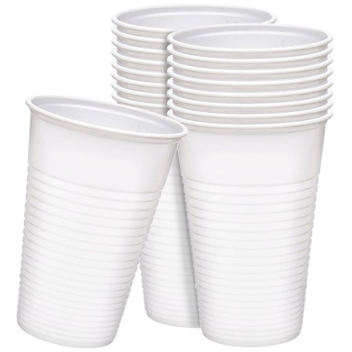 Jednorazové poháre na studené nápoje, biele plastové, 200 ml, 100 ks