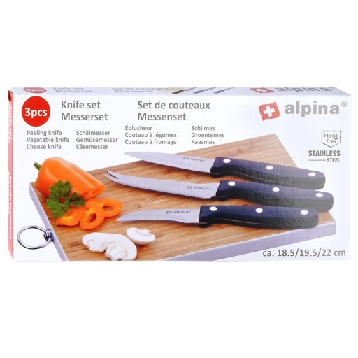 3x Sada kuchynských nožov KNIVES na krájanie, šúpanie, zeleninu, ovocie, syr