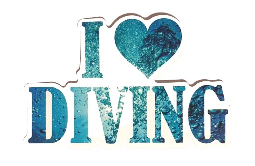 Potápačská nálepka s nápisom I love diving