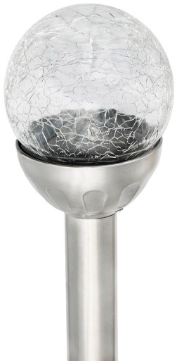 Záhradné solárne svietidlo KULA z matného SKLA, 2 LED, biela/farba P-482
