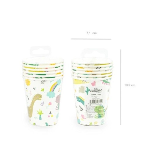 hrnčeky DINOSAURS BIRTHDAY Dinosaur papierové poháre Birthday 200ml 6ks