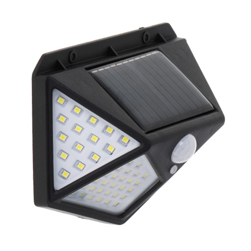 Solárne fasádne nástenné svietidlo, pohybový a súmrakový senzor, 100 LED