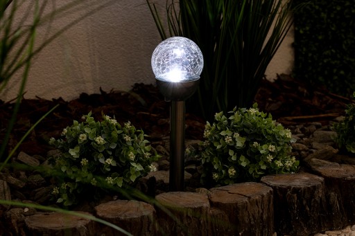 Solárna záhradná lampa LED sklenená guľa RGB