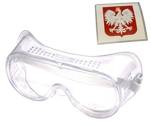 BODKOVÉ OKULIARE - BEZPEČNOSTNÉ A SPREJOVÉ OCHRANNÉ OKULIARE + nálepka POLSKÝ ZNAK