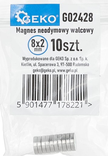 Magnet cylindrický neodýmový 8x2mm 10ks GEKO G02428