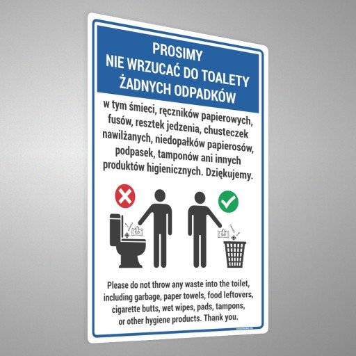 Prosím, nevyhadzujte odpad do WC - nálepka 13,3x20