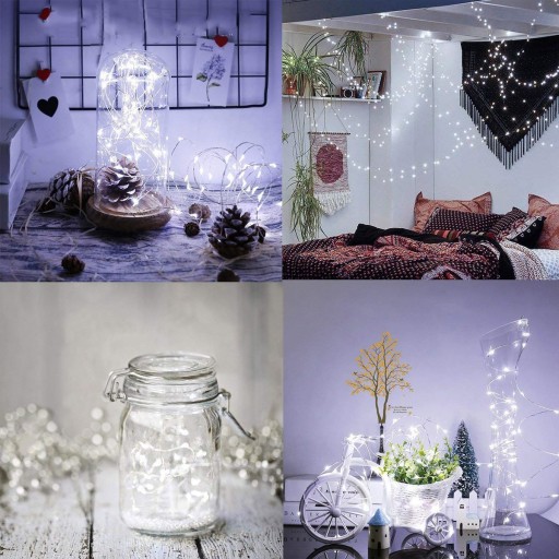 100 LED DRÔTOV SVIETLA NA VIANOČNÝ STROMČEK, STUDENÁ BIELE, MIKRO BATÉRIE