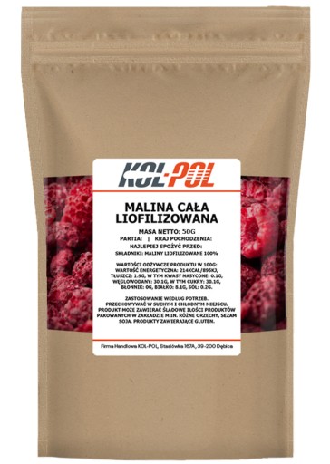 MALINY SUŠENÉ MRAZOM 50g Celé mrazom sušené ovocie | Kol-Pol