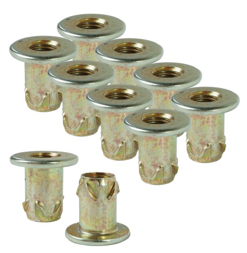 10x zásuvka M8 x 16mm s golierom, tepaná nábytková vložka do dreva, nožičky