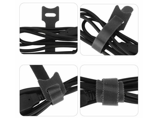 VELCRO PÁSKA ORGANIZÁTOR NA KABEL SVIEČKA KRVAZA 15cm ČIERNA 50 ks