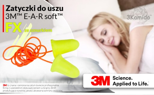 Zátkové chrániče sluchu 3M EAR Soft FX so šnúrkou, 1 pár
