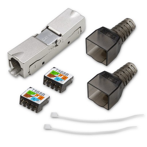 Qoltec zástrčka STP RJ45 bez použitia náradia | CAT6A | JACK PIN | T568B | T568A