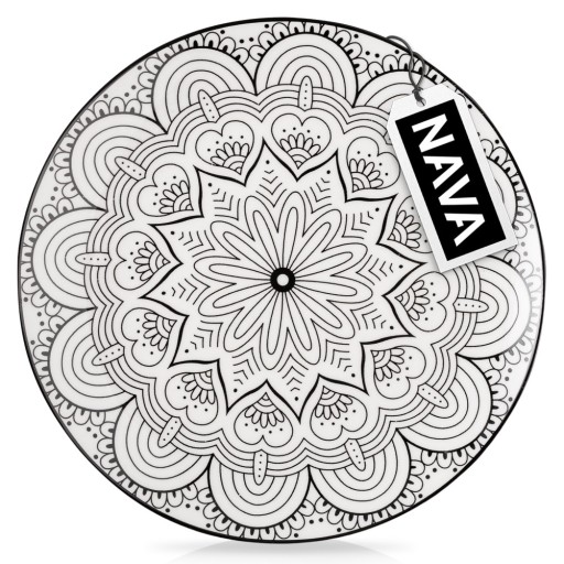 DEZERTNÝ tanier, plytký, tortička, porcelánový dezert, biela, čierna MANDALA