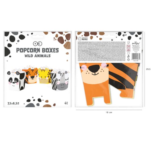 Popcorn boxy Narodeninová oslava zvieratiek