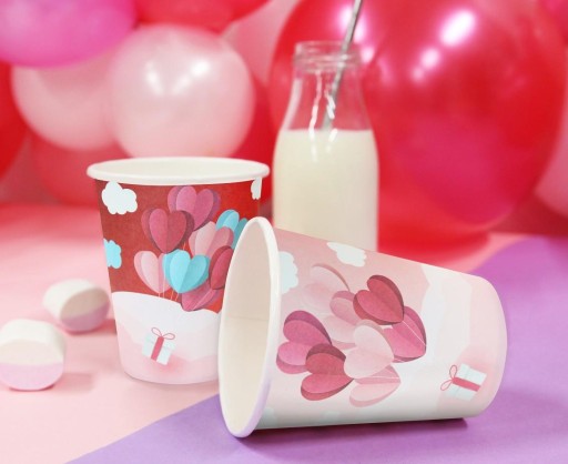 Valentínske papierové poháre lásky 250 ml 6 ks.