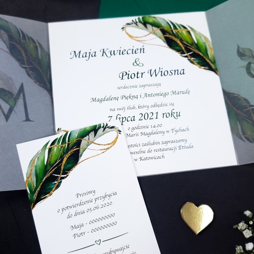 SVADOBNÉ POZVÁNKY S KARTÓNOM, MONSTERA - 2 KUSY