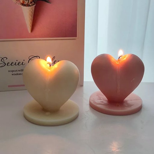 Silikónová forma na VOSKOVÉ SVIEČKY NA ODLIATIE MYDLA STOJACIE SRDCE NA VALENTÍNA