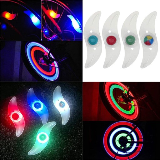 4 x LED SVETLO NA BICYKEL NA KRYT KOLESÁ RGB viacfarebný