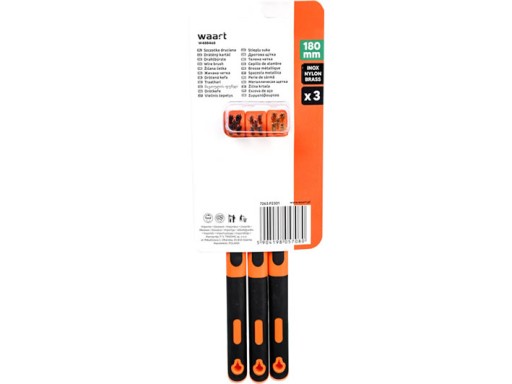 Súprava drôtených kief 180 mm, mosadz, nylon a nehrdzavejúca oceľ, 3 ks.