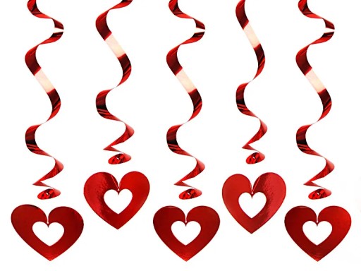 Vŕtacie stuhy Červené srdce Valentín - 5
