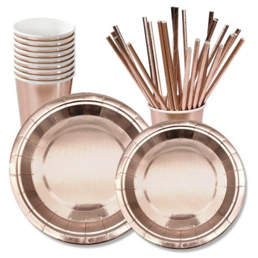 ROSE GOLD ružové zlaté poháre a taniere pre sliepky