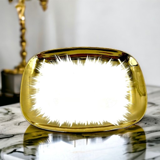 Obdĺžnikový porcelánový tanier Gold Dream 18x14cm