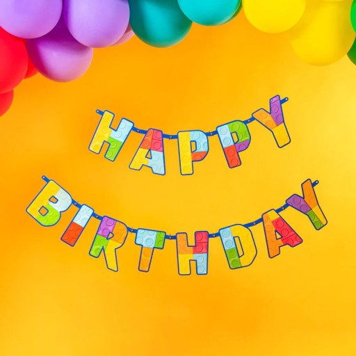 Banner Happy Birthday BLOCKS 180 cm