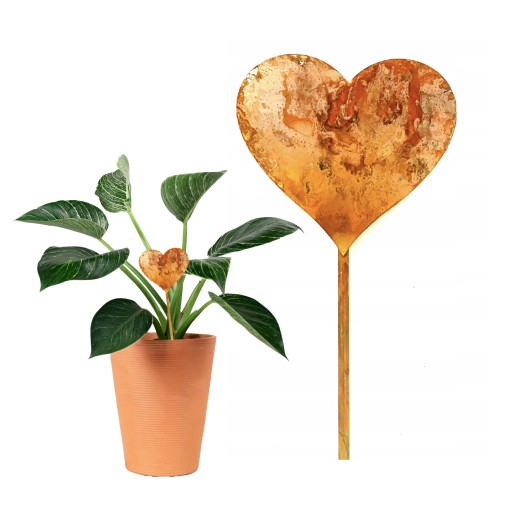 Srdiečko FLOWER GARDEN dekorácia VALENTÍNSKA plaketa na fixku na kvetináče