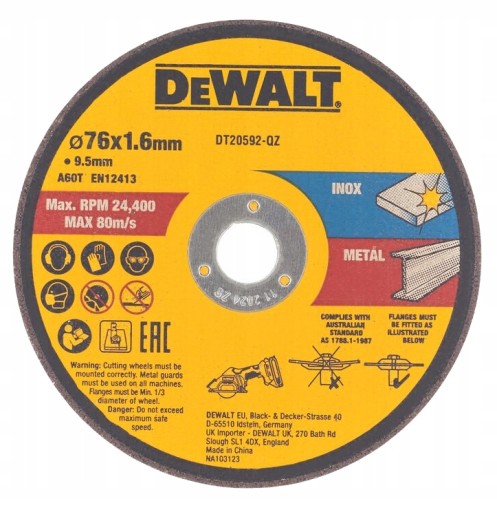 Kovový kotúč 76x9,5mm 3 ks. DeWALT DT20592