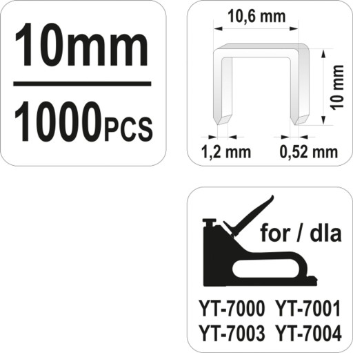 ŠTINKY YATO 10MM /1,2X10,6/ 1000KS.