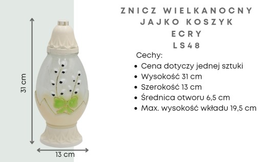 Sviečka Egg Ecry Base Veľkonočná zelená mašľa LS48