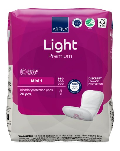 Anatomické urologické absorpčné vložky ABENA Light Mini pre ženy s urologickými problémami