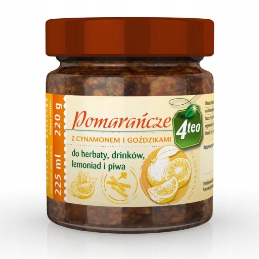 4 čajová súprava pomaranč so škoricou, bazou, malinou 3x225ml