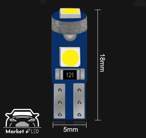 ORANŽOVÁ žiarovka - R5 T5 3 x POWER LED W1,2W W2W VÝKON