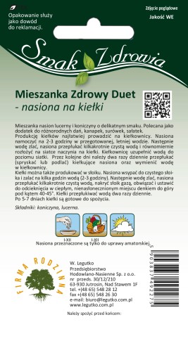 Semená na klíčky, zmes Zdrowy Duet, 20g Legutko