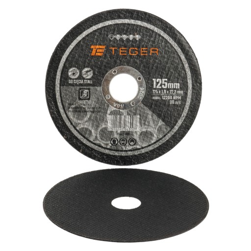 ŠTÍTNE KOTOUČE NA REZANIE INOX KOVOVEJ OCELE 125x1,2x22 TEGER 10 KS