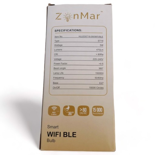 Smart WiFi LED žiarovka 5W E27 ZonMar