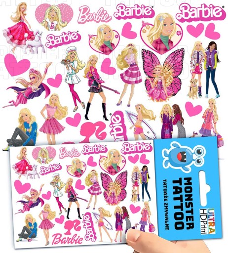 UMÝVAJÚCE DOČASNÉ TETOVANIE PRE DETI BARBIE DETI ORIGINÁLNE DIZAJNY