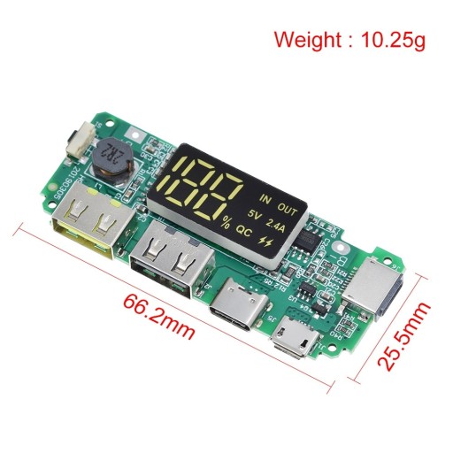 QC 2,4A USB-C Lightning BMS + LCD modul powerbanky