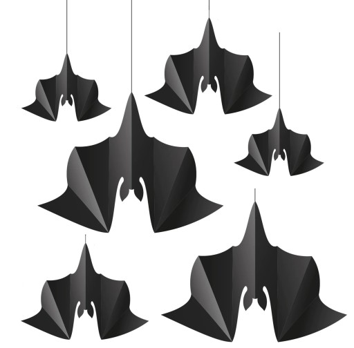Halloweenske závesné dekorácie Čierne netopiere 6 ks