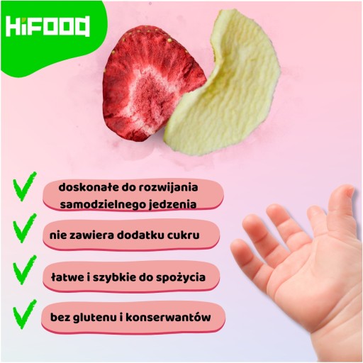 Jahoda - Jablko Mrazom sušené ovocie OVOCNÉ ČIPY 40g HiFOOD SNACK