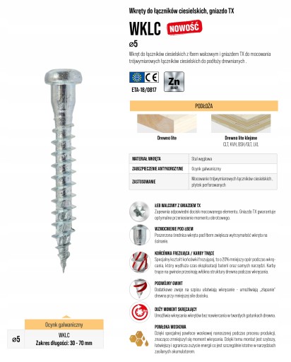 SKRUTKY DO TESÁRSKYCH SPOJKOV 5x30 TORX KLIMAS 250 ks.