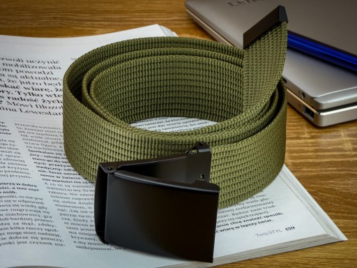 Pánsky KHAKI WEBBING opasok krátka kovová spona MATNÁ