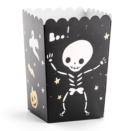 BOO sladkosti popcorn boxy čierne Halloween 6