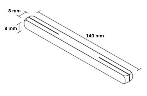 Vyrezávaný kolík 8x140 mm pre zámok rukoväte a gombíka