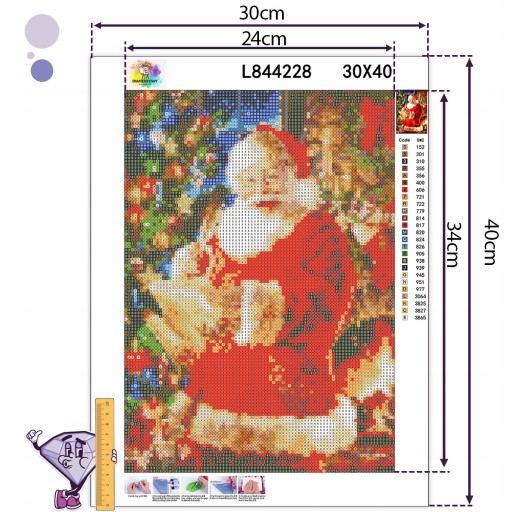 DIAMANTOVÁ VÝŠIVKA Diamantová maľba 5D diamantová mozaika pre deti Santa Claus